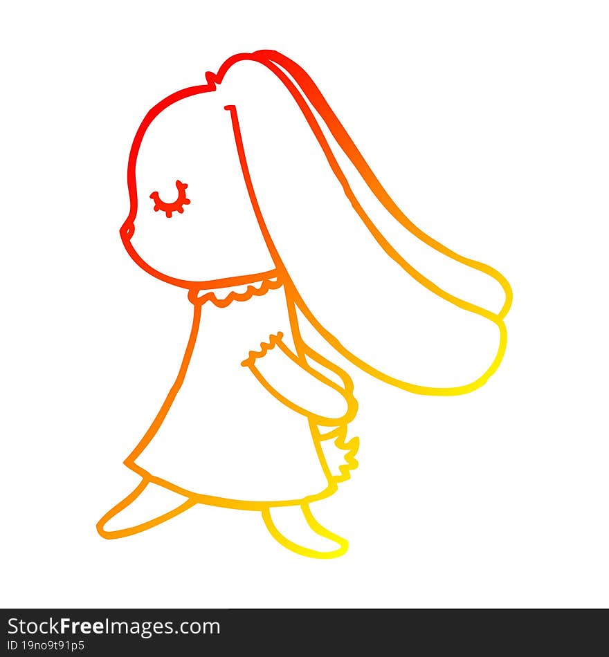 warm gradient line drawing cute cartoon rabbit