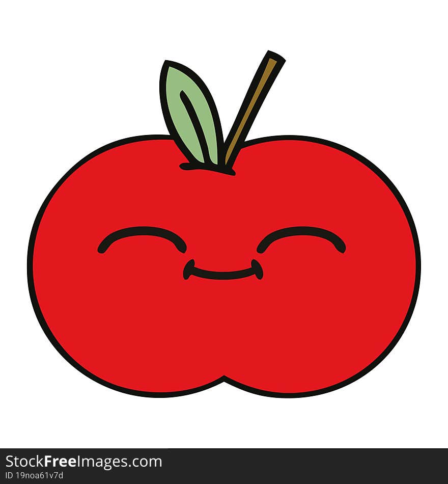 cute cartoon of a red apple. cute cartoon of a red apple