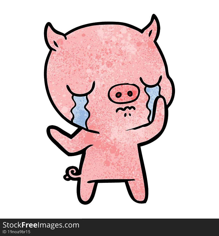 cartoon pig crying. cartoon pig crying