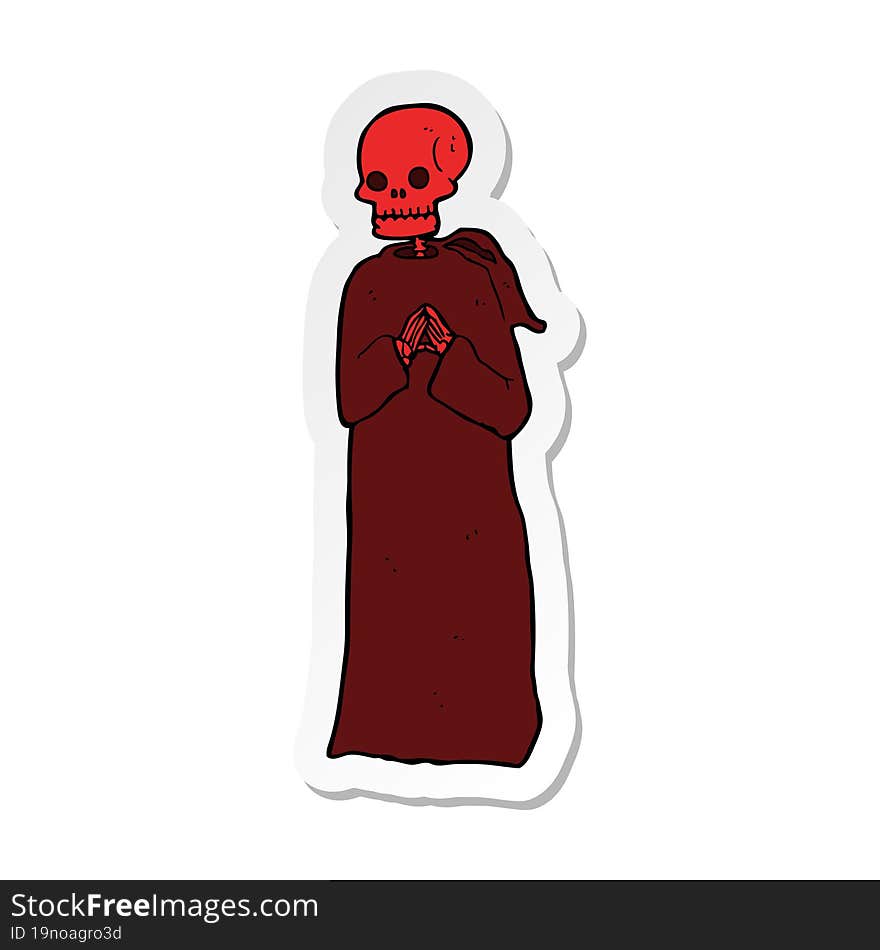 sticker of a cartoon spooky skeleton in robe