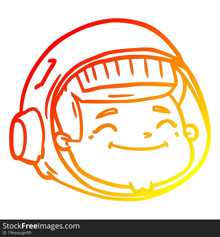 warm gradient line drawing cartoon astronaut face