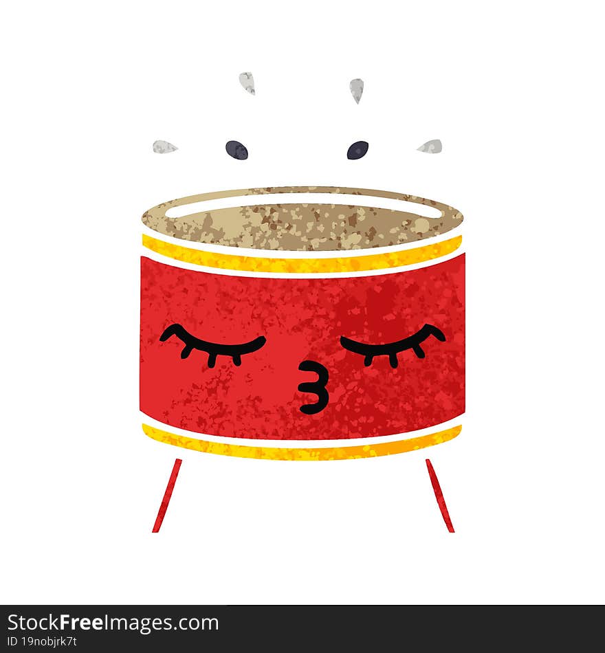 retro illustration style cartoon drum