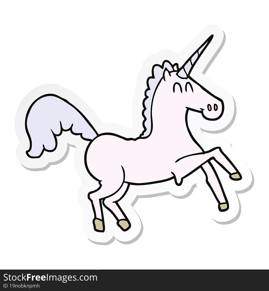 sticker of a cartoon unicorn