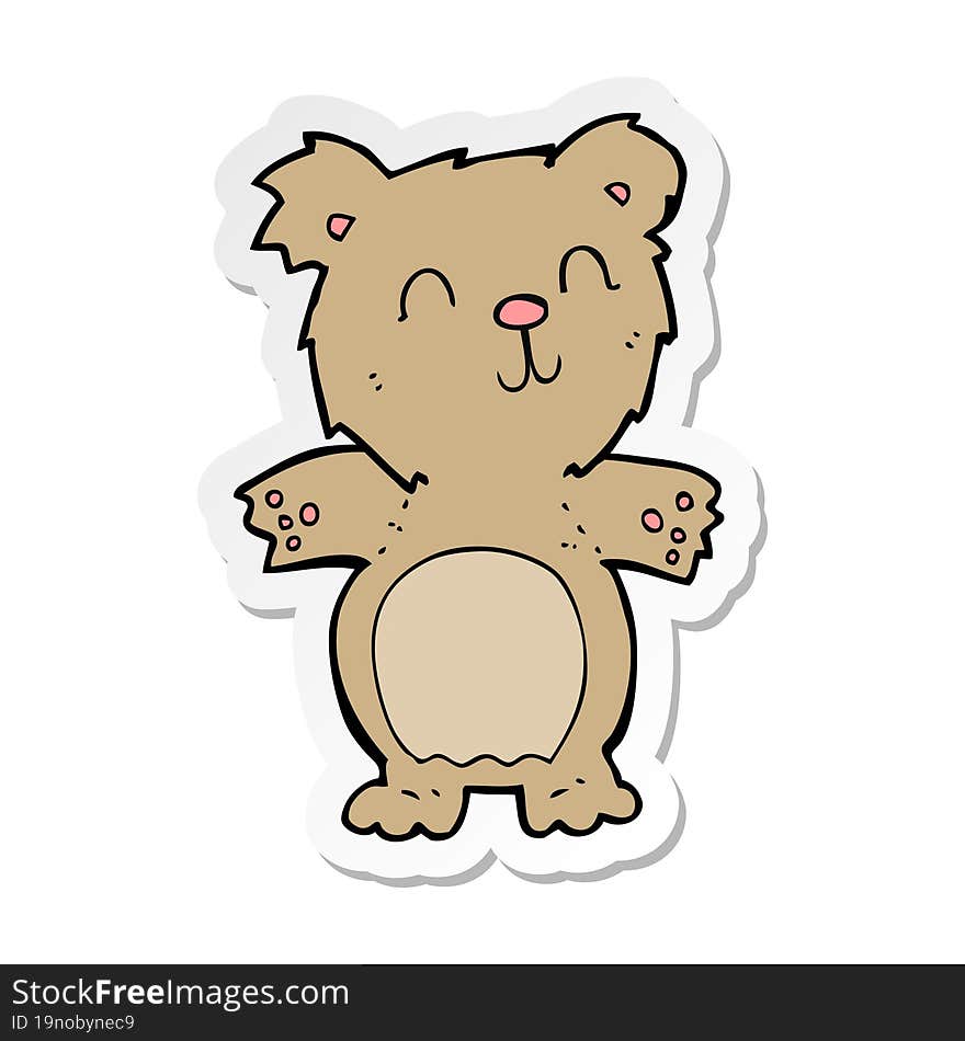 Sticker Of A Cartoon Cute Teddy Bear