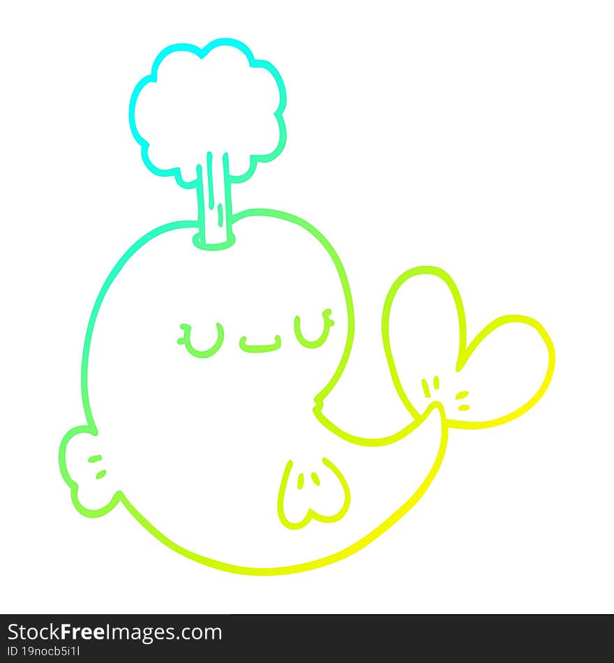 Cold Gradient Line Drawing Cute Cartoon Whale