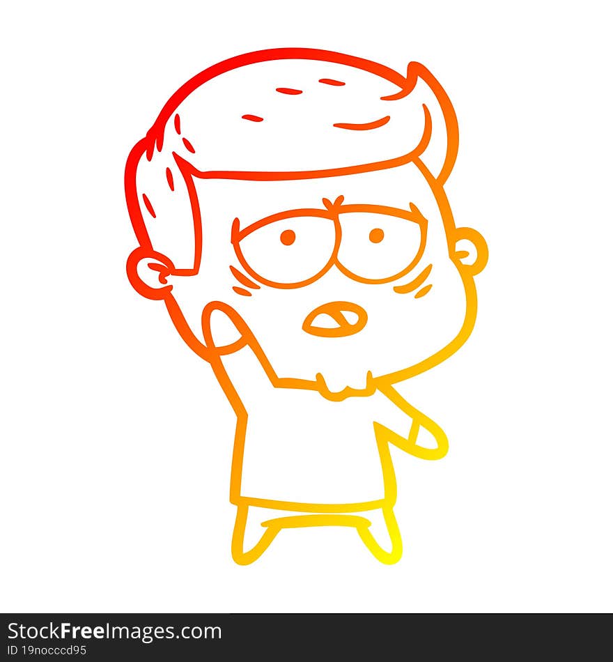 warm gradient line drawing cartoon tired man