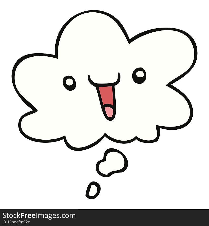 Cute Happy Cartoon Face And Thought Bubble