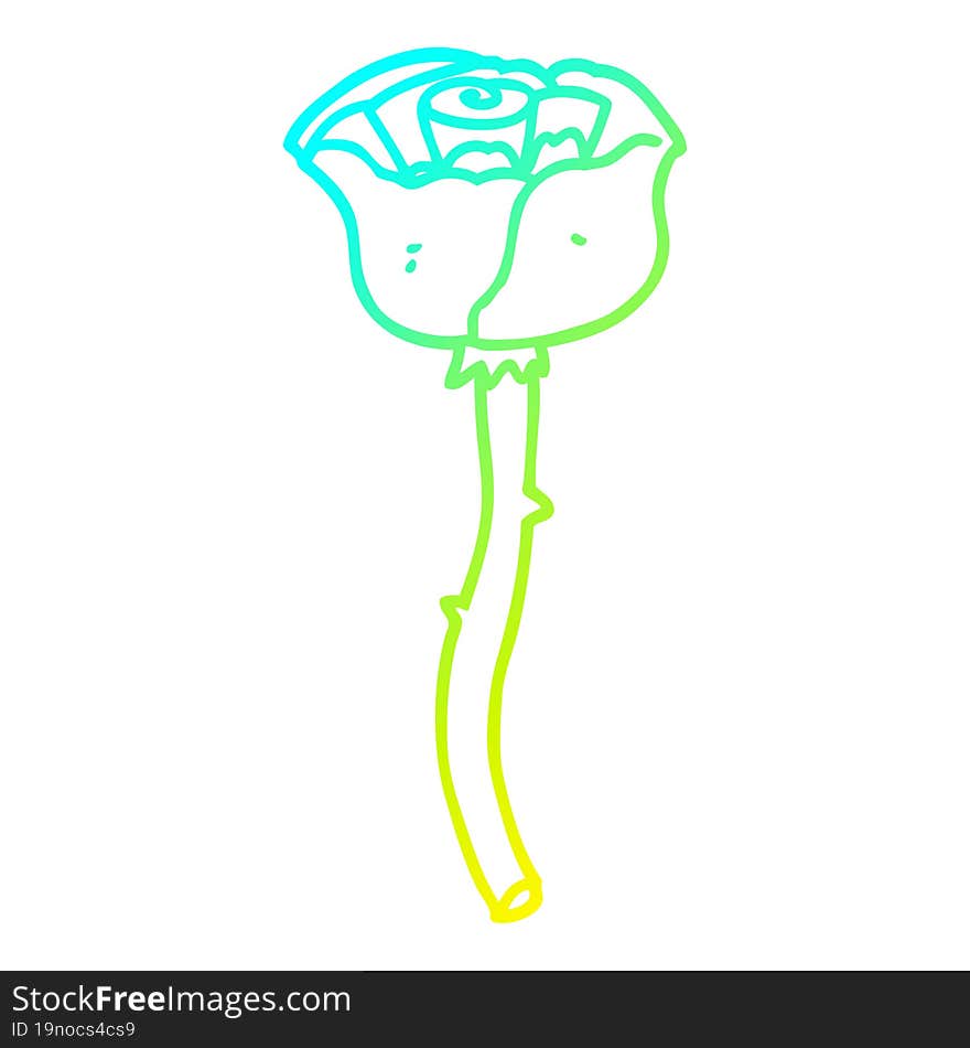 cold gradient line drawing of a cartoon flower