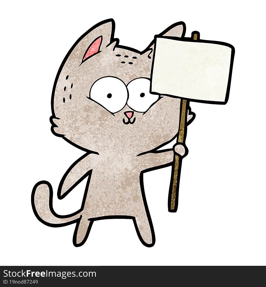 cartoon cat with placard. cartoon cat with placard