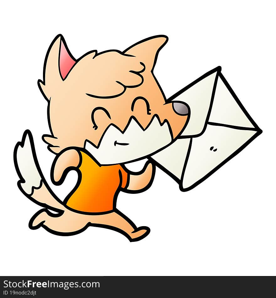 cartoon happy fox with letter. cartoon happy fox with letter