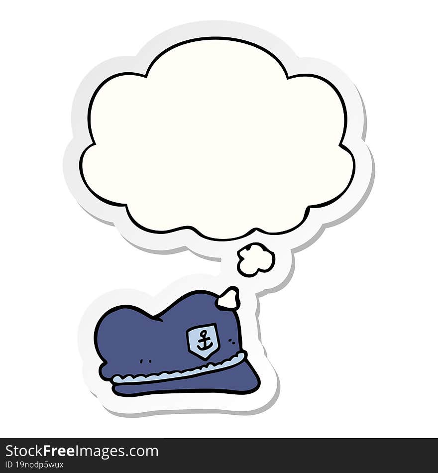 Cartoon Sailor Hat And Thought Bubble As A Printed Sticker