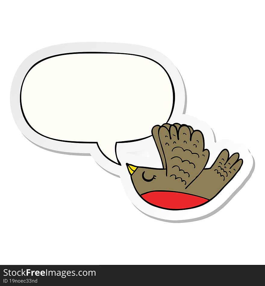 cartoon flying bird and speech bubble sticker