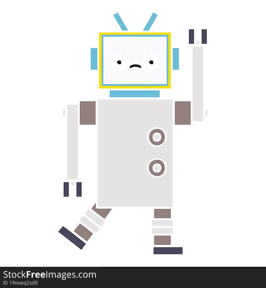 flat color retro cartoon of a robot