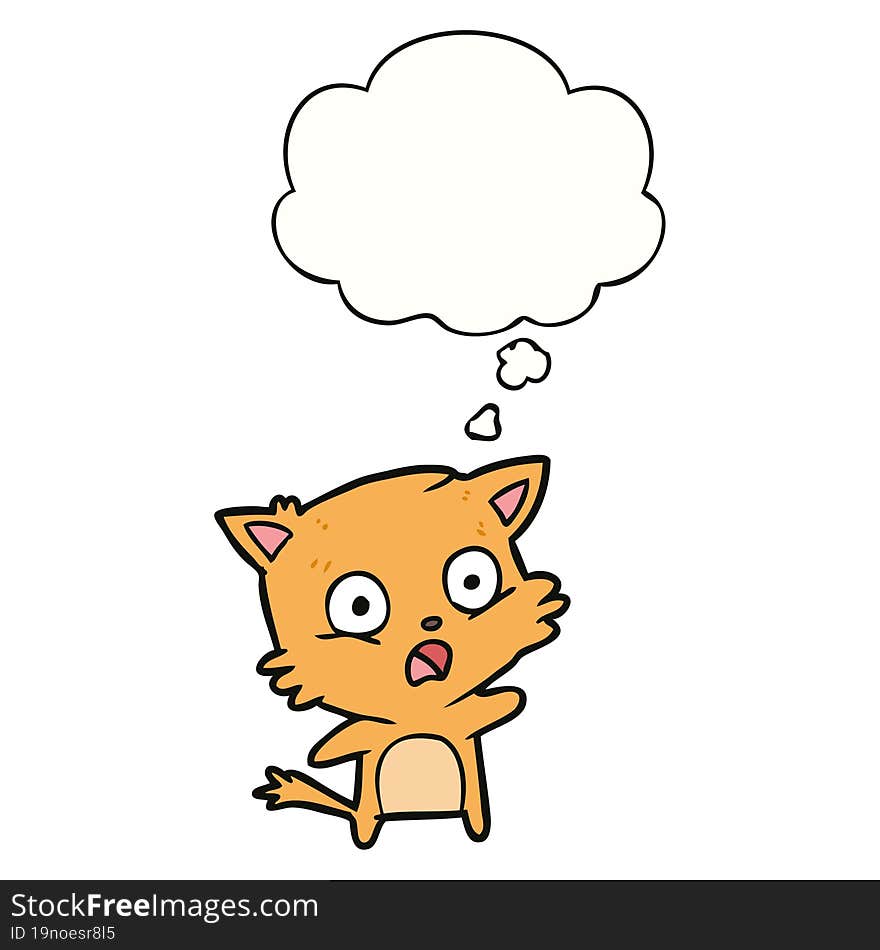 cartoon cat with thought bubble. cartoon cat with thought bubble