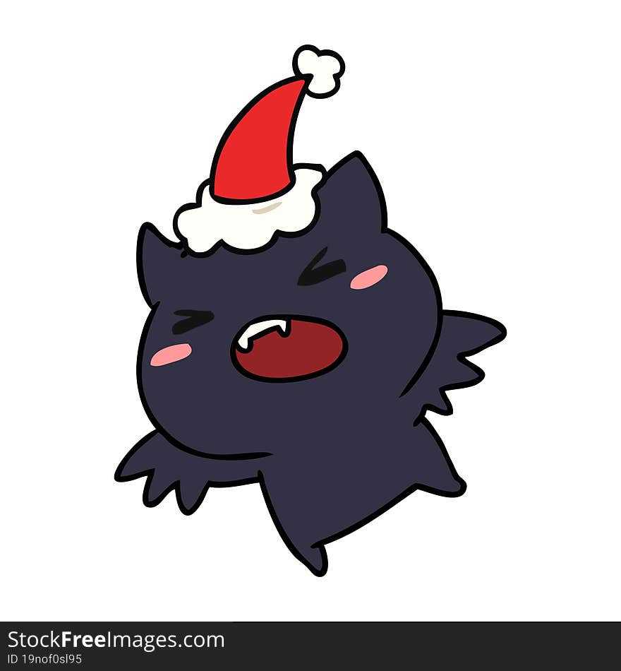 christmas cartoon of kawaii bat