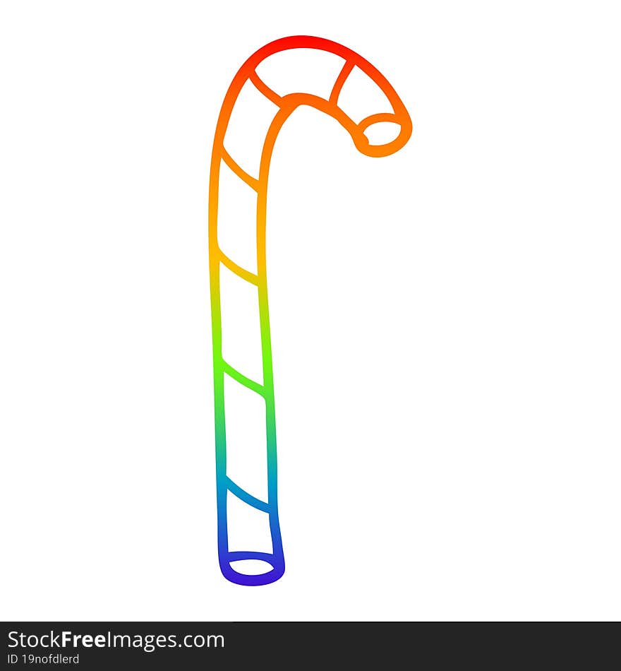 rainbow gradient line drawing cartoon candy cane