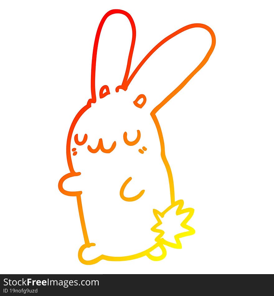 warm gradient line drawing of a cute cartoon rabbit