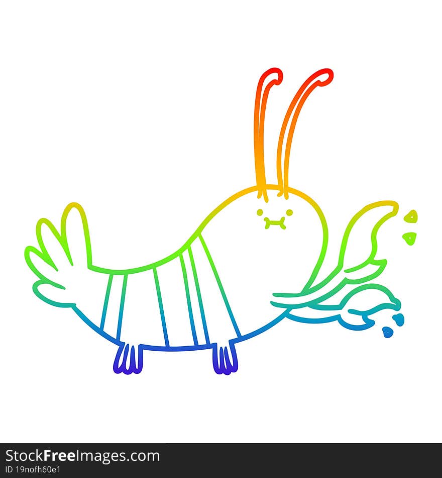 rainbow gradient line drawing cartoon lobster