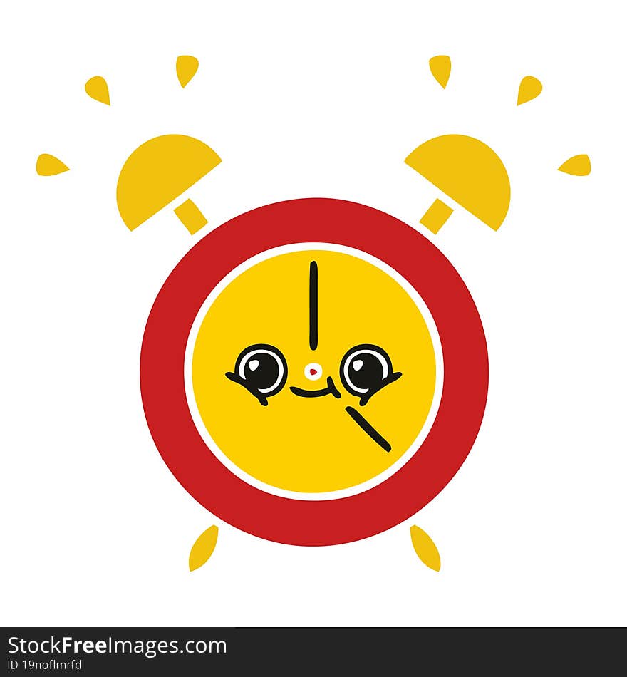 Flat Color Retro Cartoon Alarm Clock