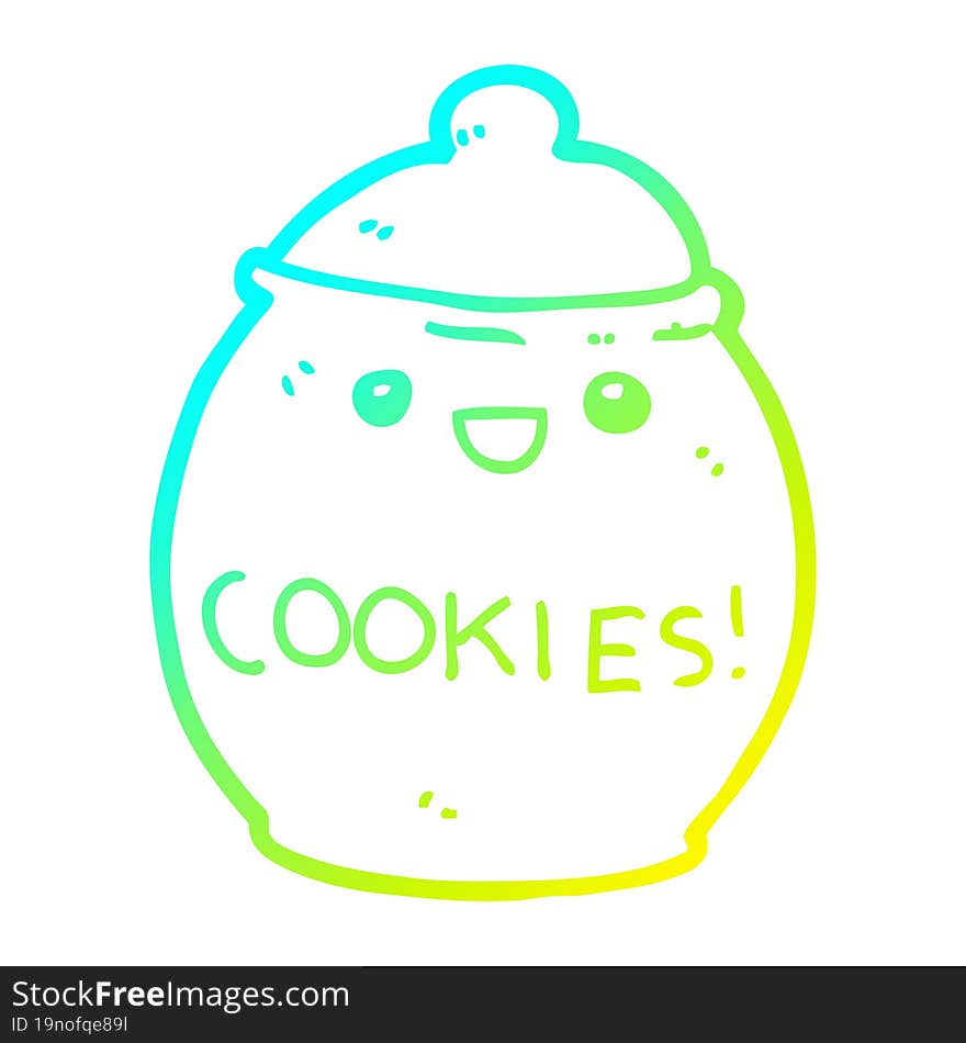 cold gradient line drawing cute cartoon cookie jar