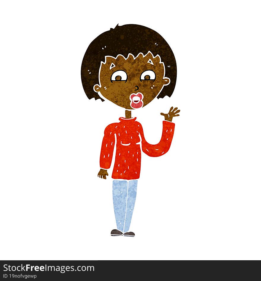 cartoon woman waving