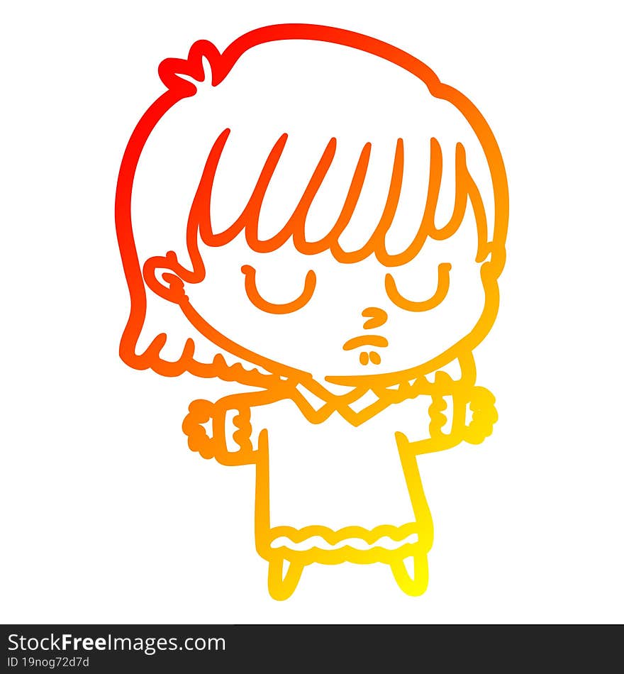 warm gradient line drawing of a cartoon woman