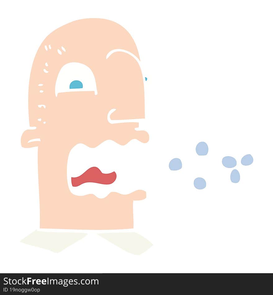 flat color illustration of a cartoon burping man