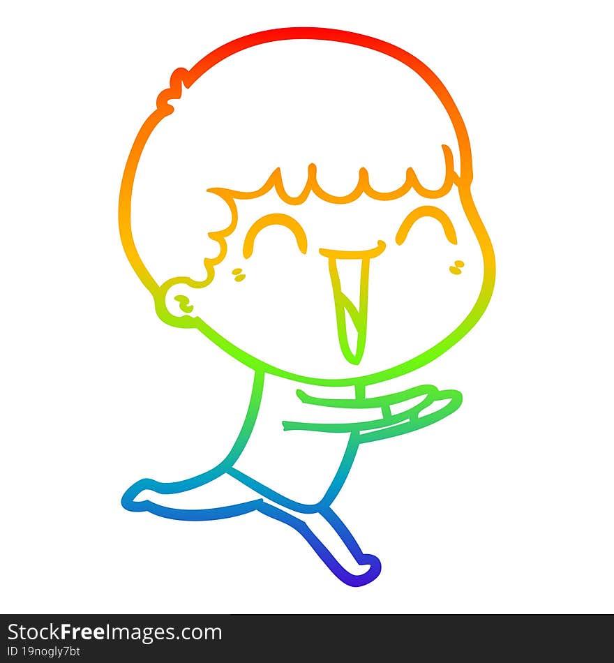 rainbow gradient line drawing of a cartoon happy man