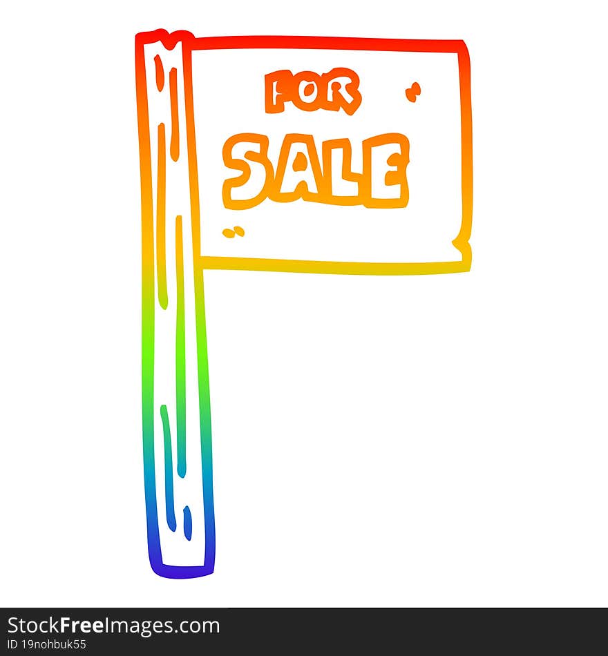 rainbow gradient line drawing of a cartoon sale sign