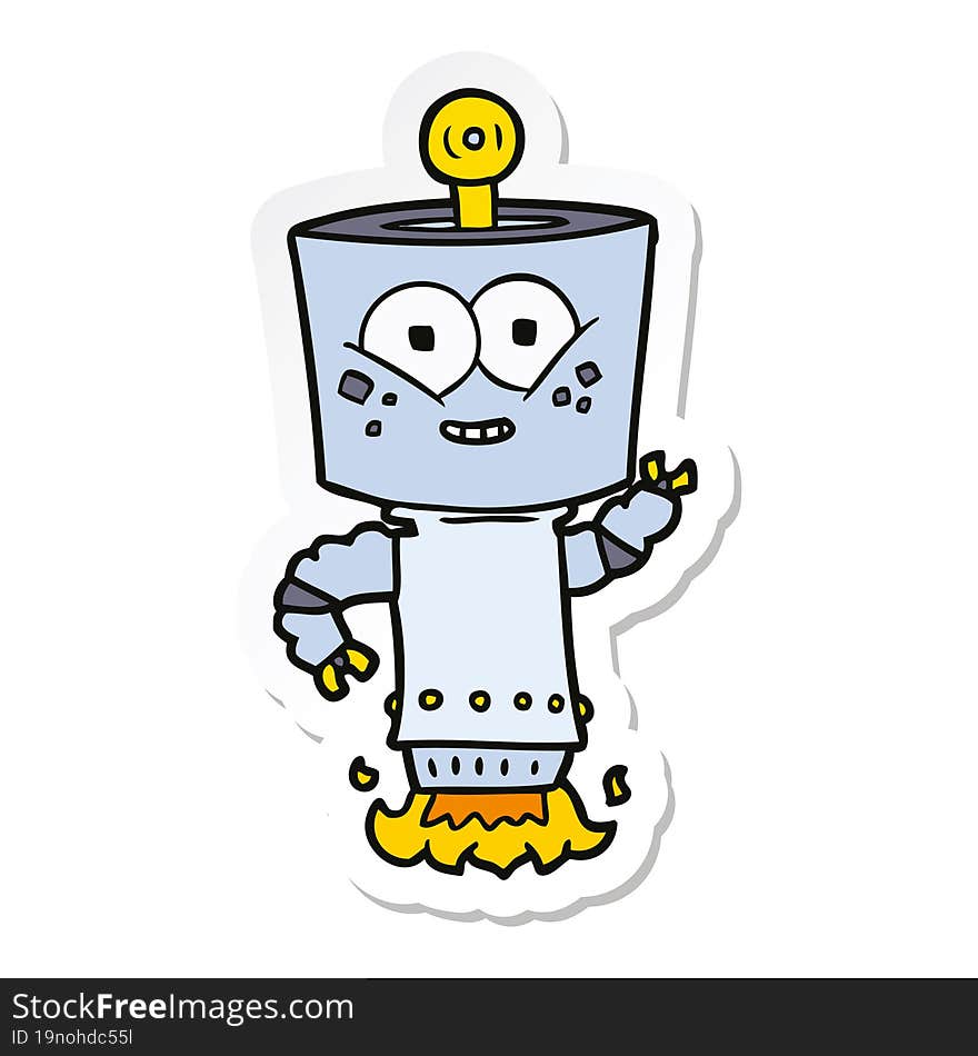 sticker of a happy cartoon robot