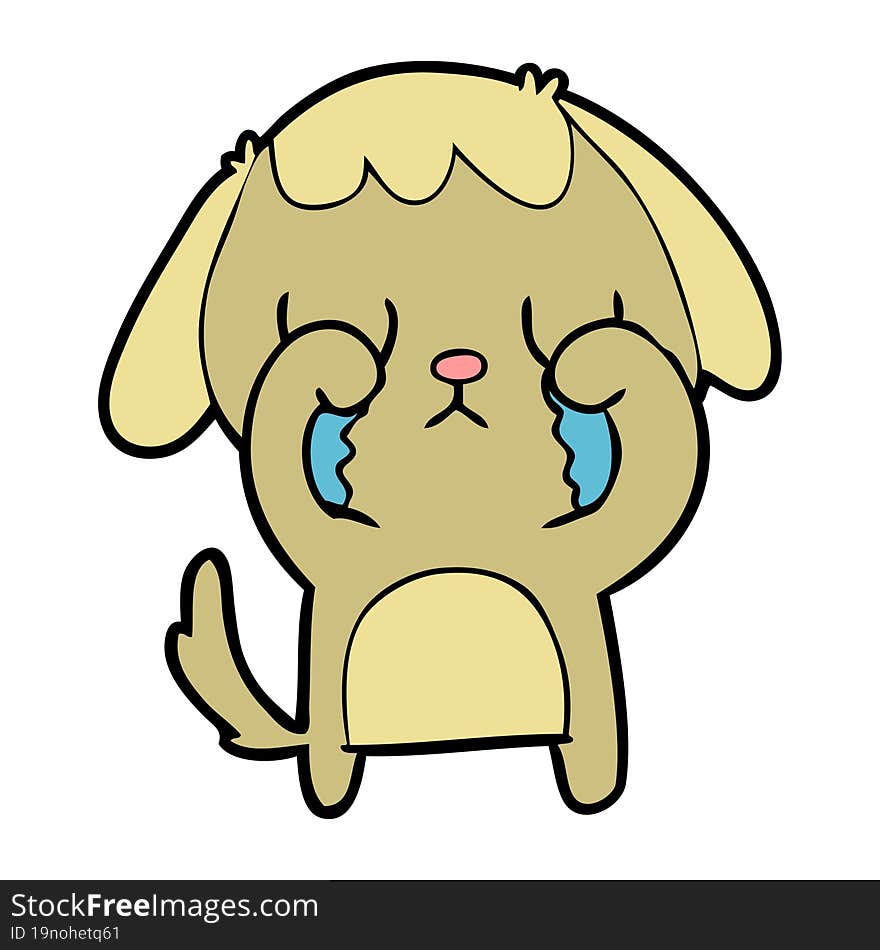 cute cartoon dog crying. cute cartoon dog crying