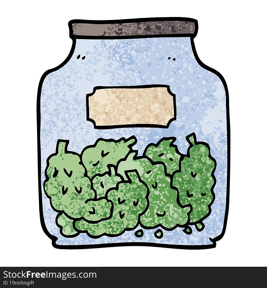 Grunge Textured Illustration Cartoon Cannabis Dispensary Jar