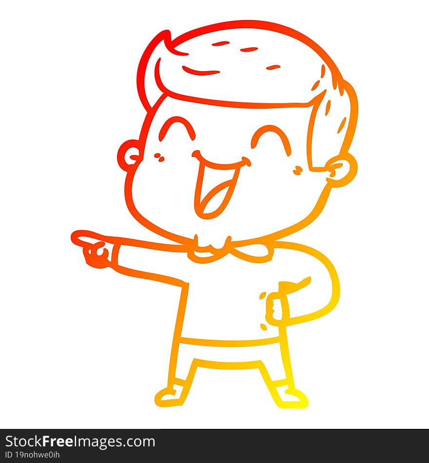 warm gradient line drawing of a cartoon man laughing