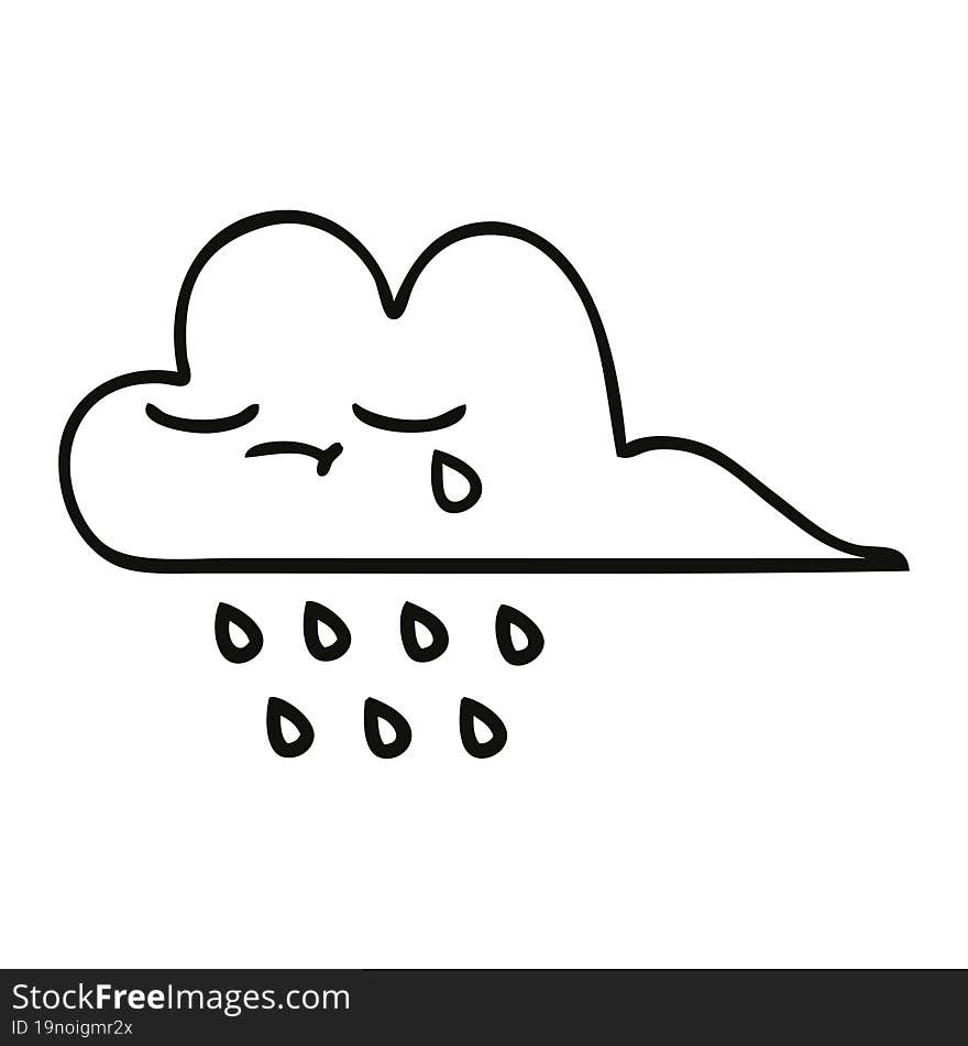 line drawing cartoon storm rain cloud