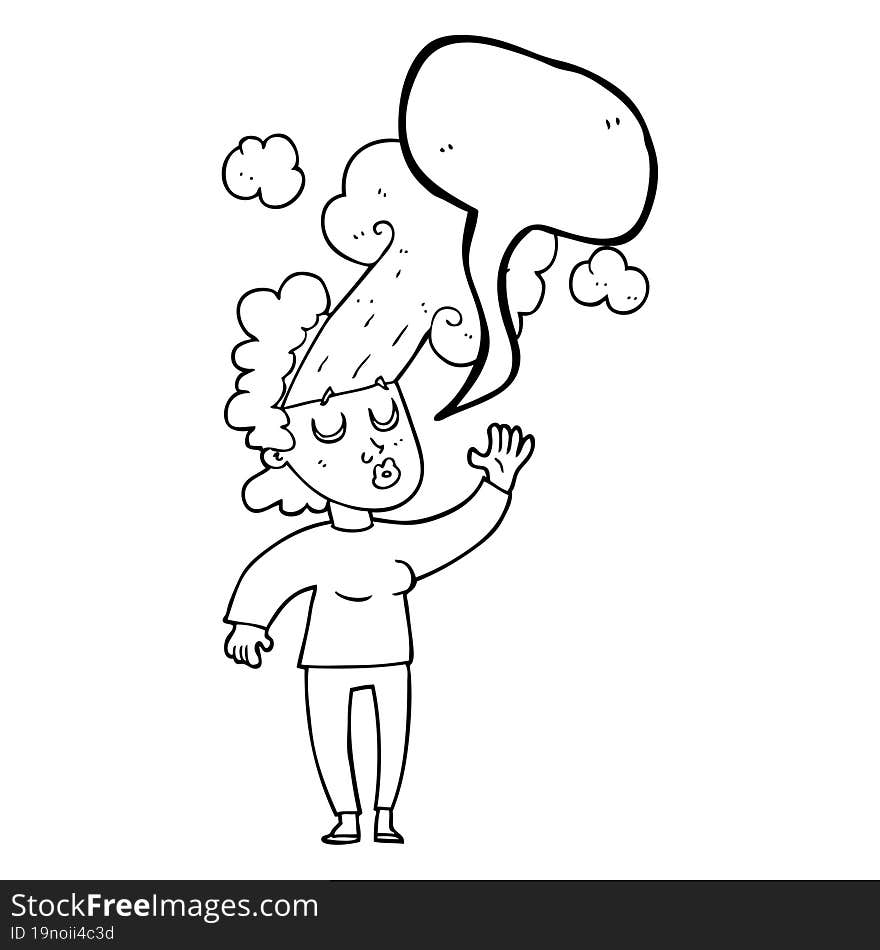 speech bubble cartoon woman letting off steam