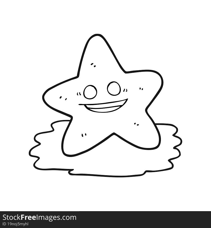 black and white cartoon starfish