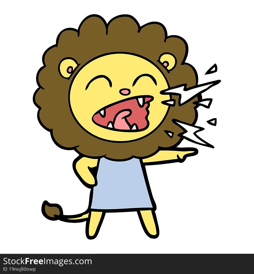 cartoon roaring lion girl. cartoon roaring lion girl