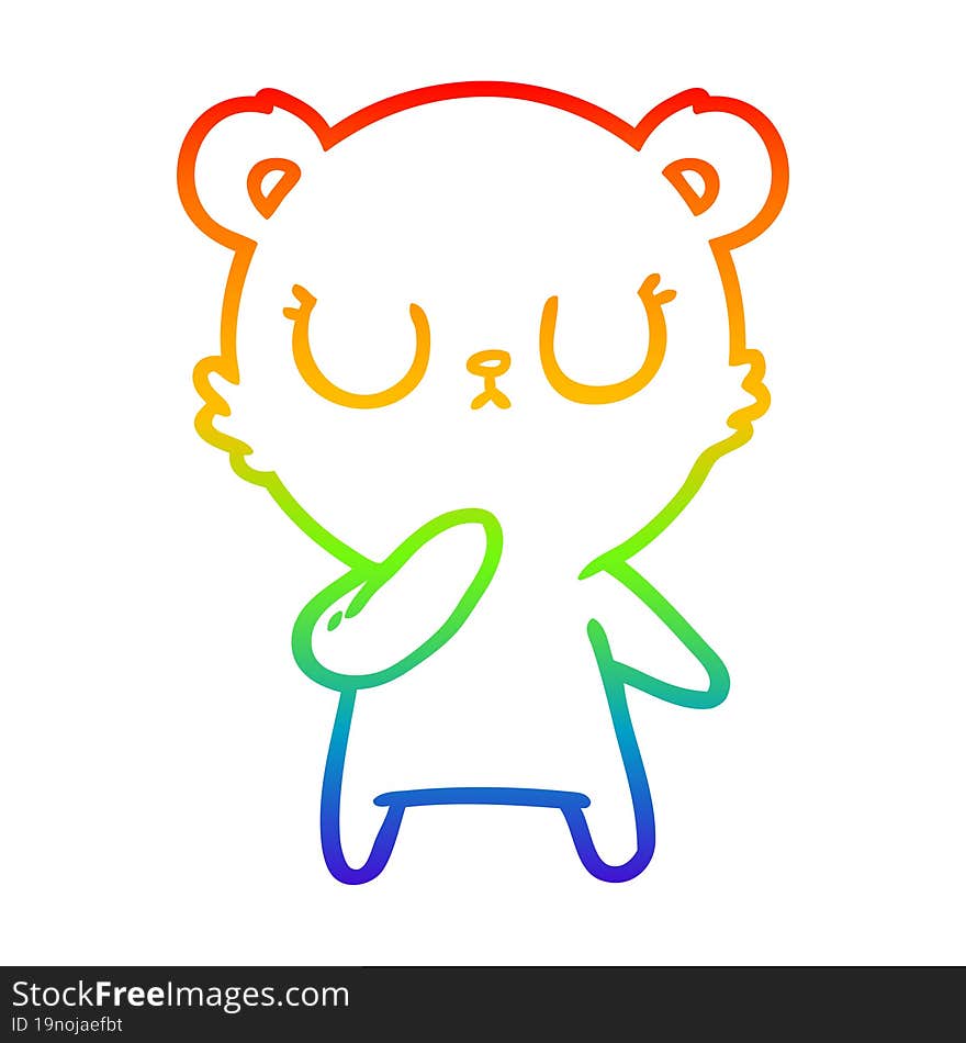 rainbow gradient line drawing peaceful cartoon polar bear