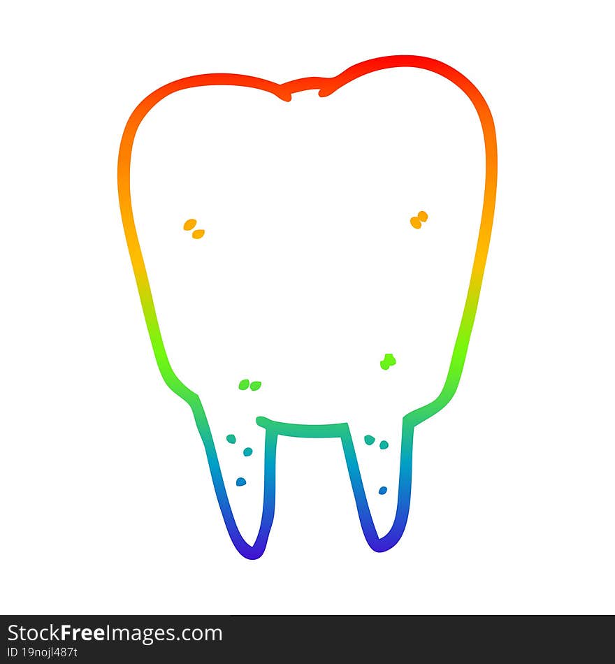 rainbow gradient line drawing cartoon tooth