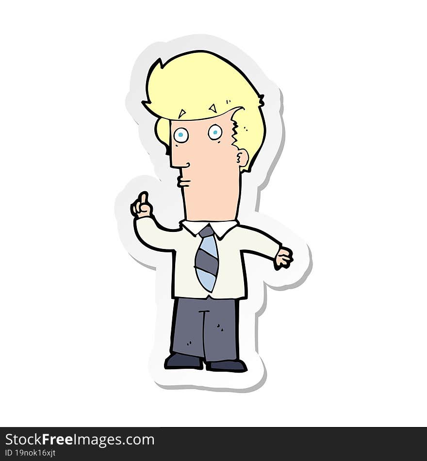 sticker of a cartoon man with question