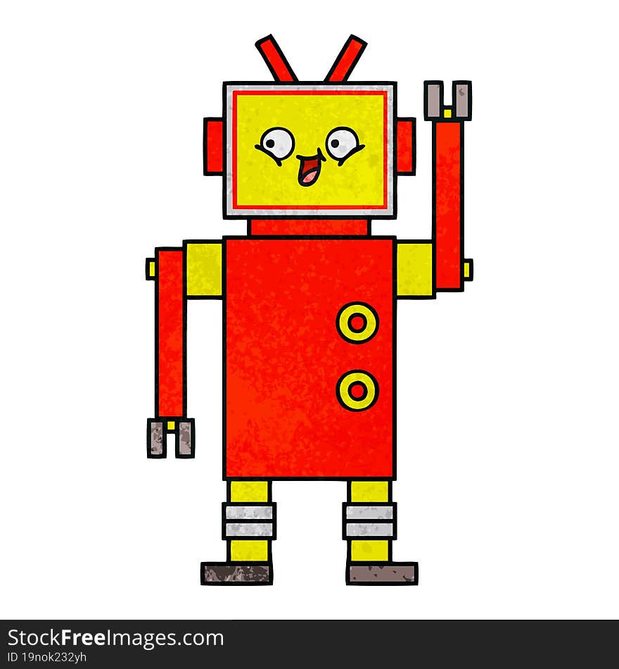 Retro Grunge Texture Cartoon Robot