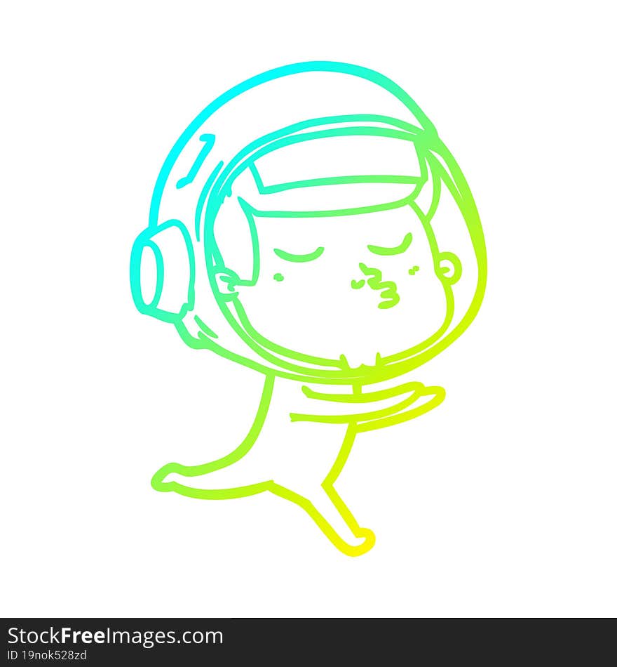 cold gradient line drawing cartoon confident astronaut