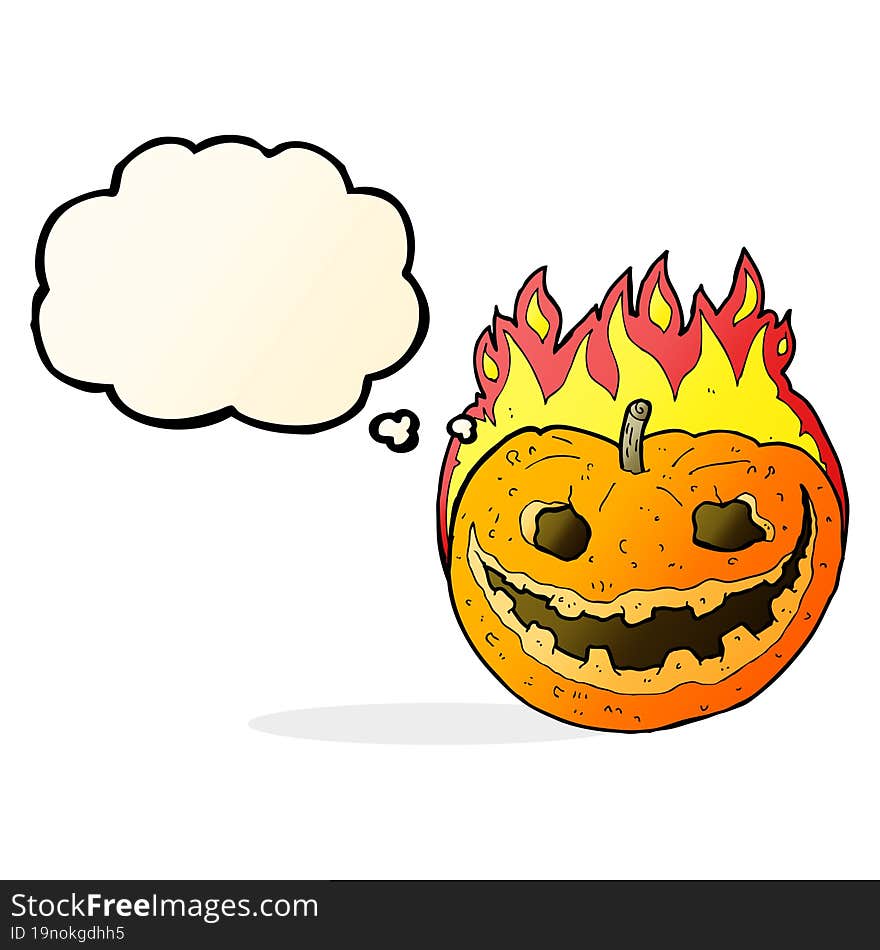 Cartoon Spooky Pumpkin With Thought Bubble