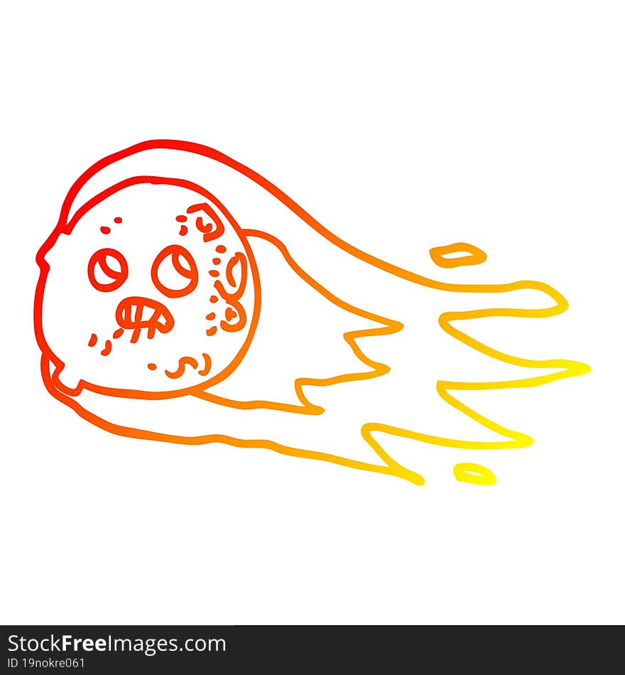 warm gradient line drawing cartoon worried comet