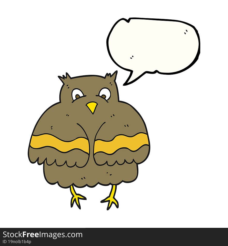 freehand drawn speech bubble cartoon owl