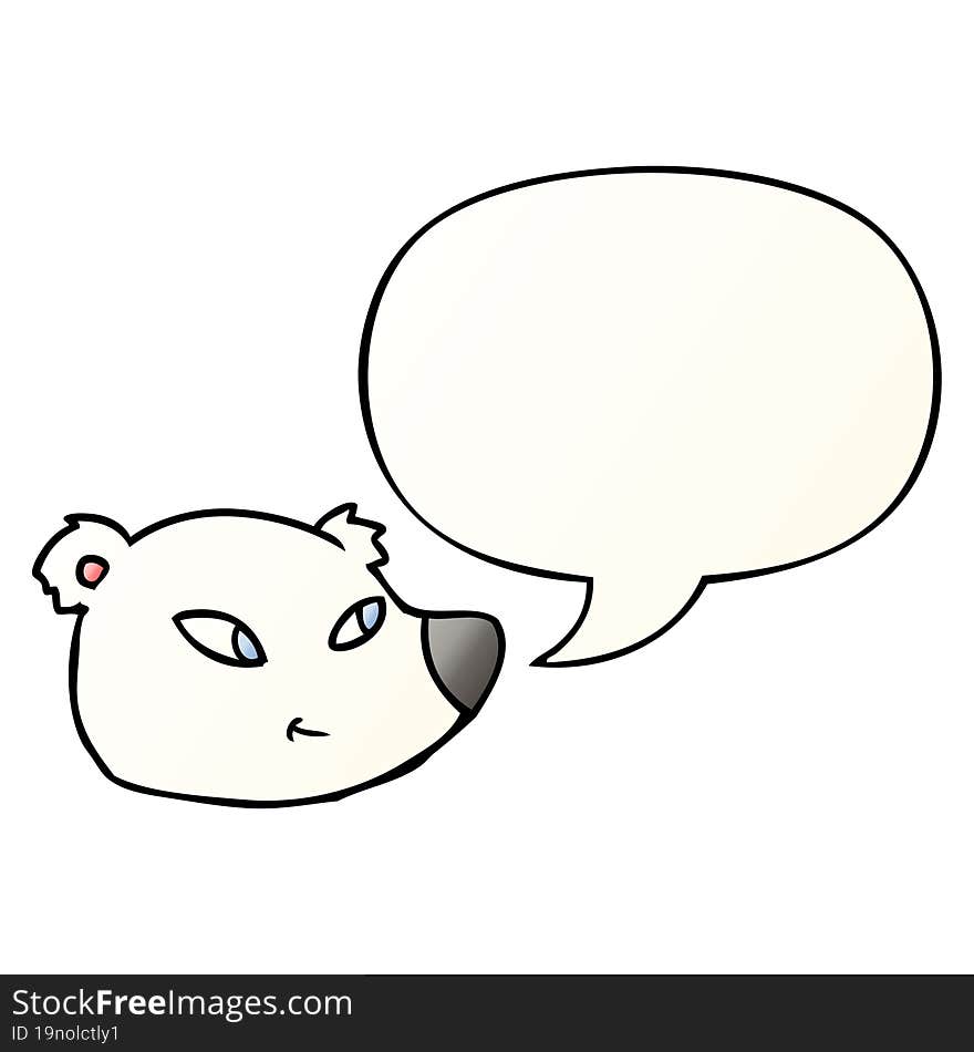 cartoon polar bear face and speech bubble in smooth gradient style