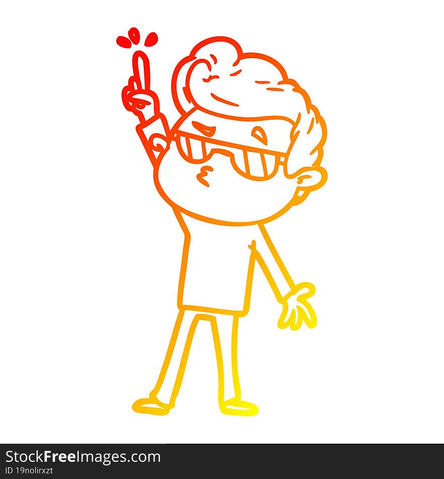 warm gradient line drawing of a cartoon cool guy