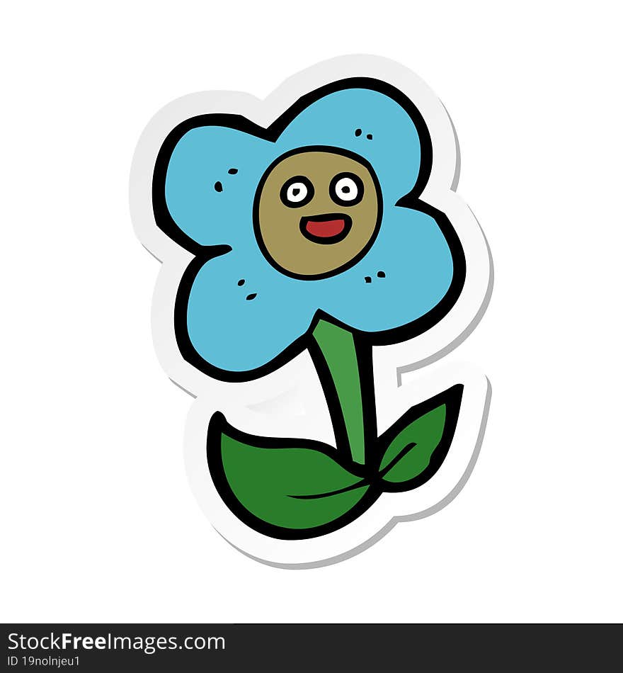 sticker of a cartoon flower with face