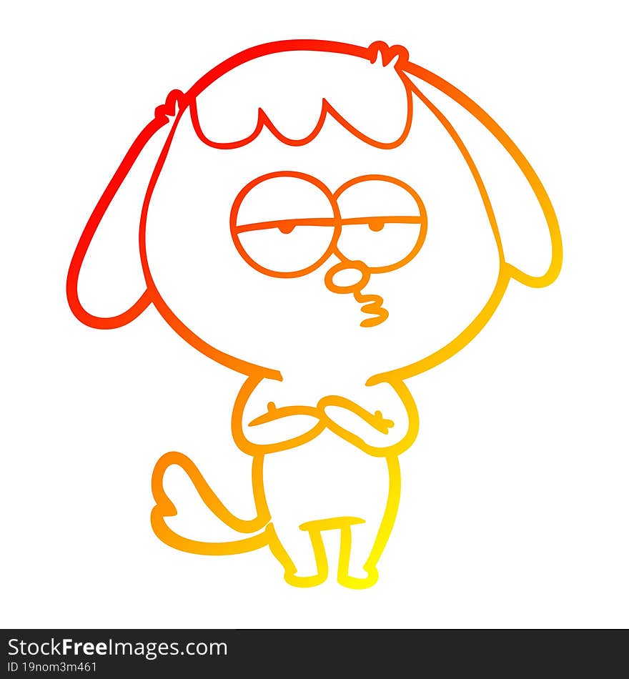 warm gradient line drawing cartoon bored dog