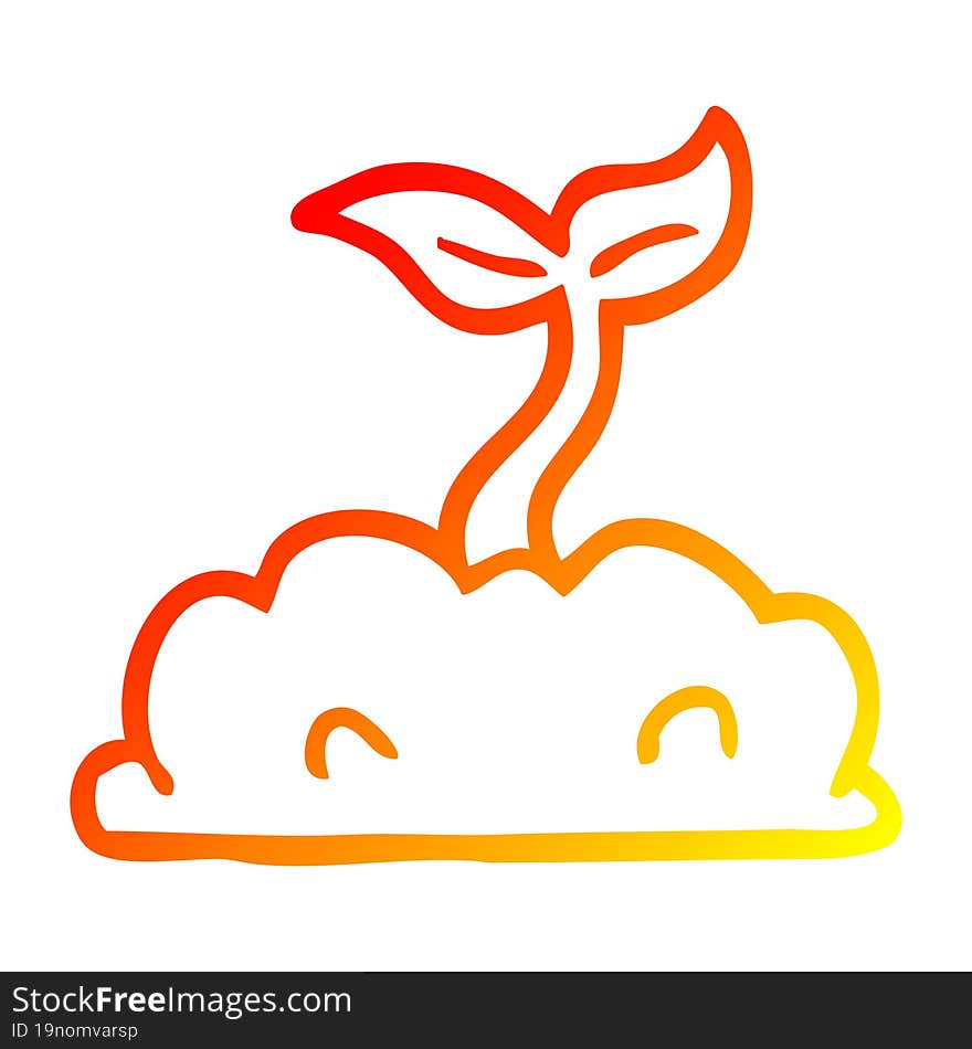 warm gradient line drawing cartoon growing seedling